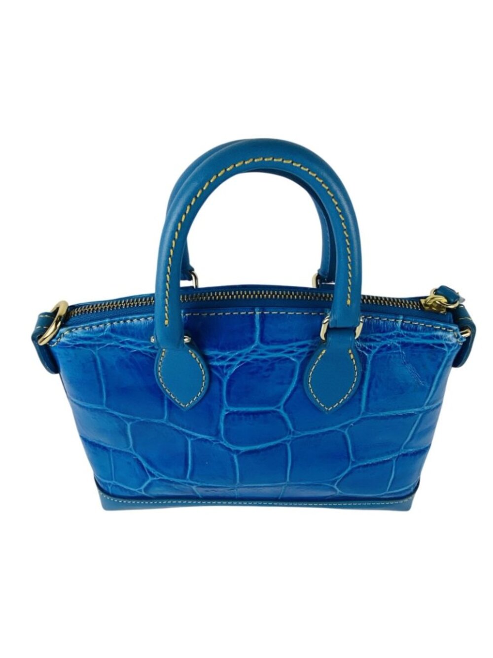 Dooney & Bourke Turquoise Croco Embossed Leather Small/Med Satchel Gold Hardware - Picture 6 of 16